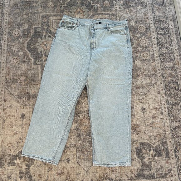 American Eagle Strigid Mom Jeans Plus Size 20 Short Light Wash Denim - Picture 1 of 8